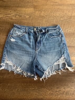 Amazon Light Blue Distressed Frayed Hem Denim Shorts